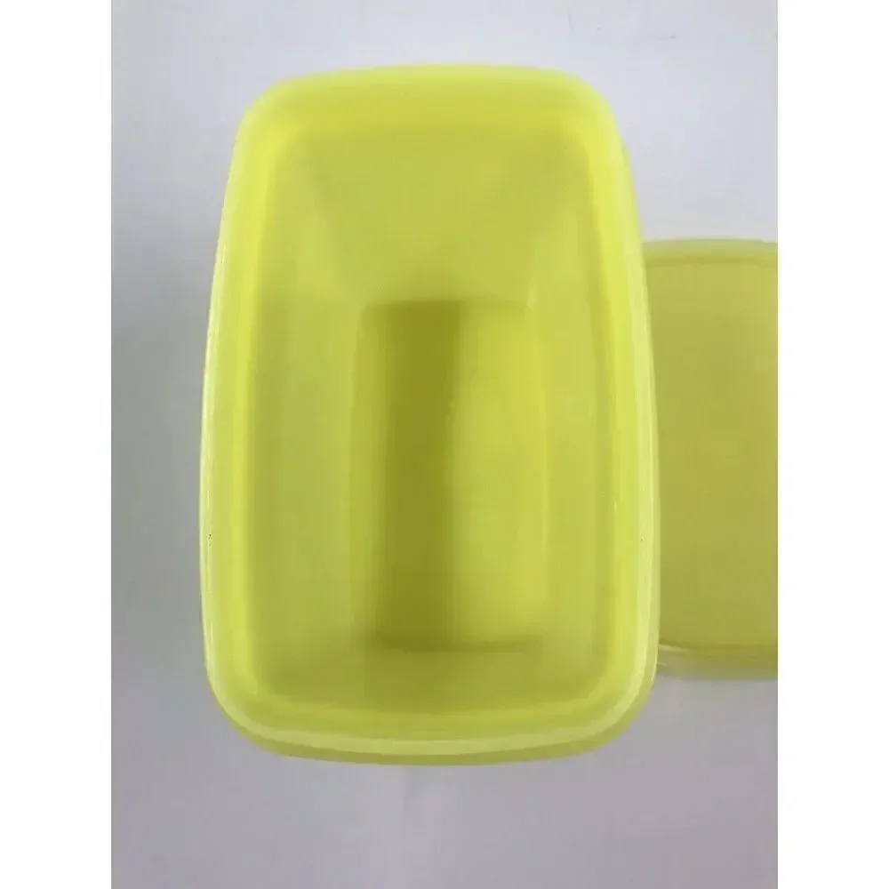 Tupperware 1243-3 Yellow Shelf Saver 2 Storage Containers With Lids Vintage